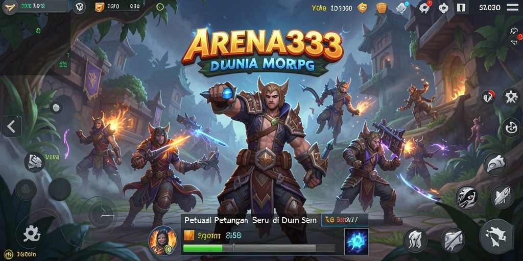 Screenshot utama ARENA333 menunjukkan aksi seru pertarungan karakter game MMORPG.