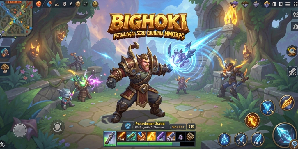 Screenshot gameplay BIGHOKI menunjukkan aksi seru dalam dunia MMORPG.