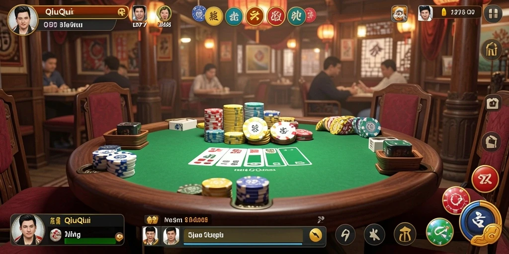 Tampilan gameplay seru dalam IDR77 dengan kartu QiuQiu.