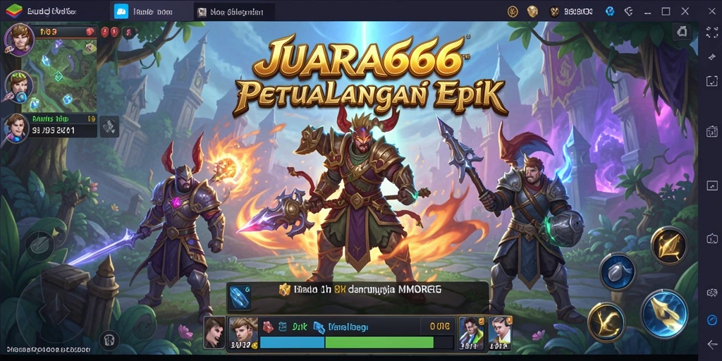 Screenshot gameplay JUARA666 menampilkan pertempuran epik antara karakter MMORPG.