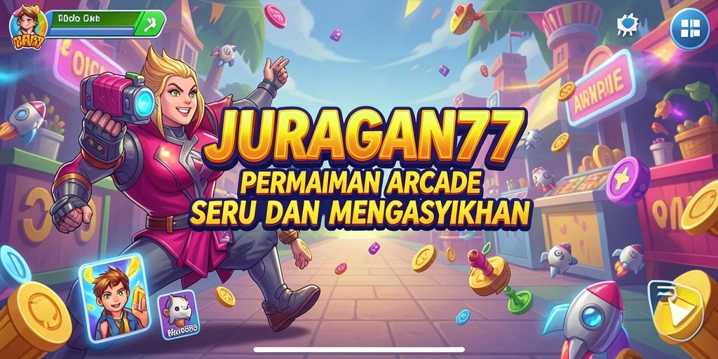 Screenshot utama JURAGAN77 menampilkan aksi seru dalam permainan Arcade.