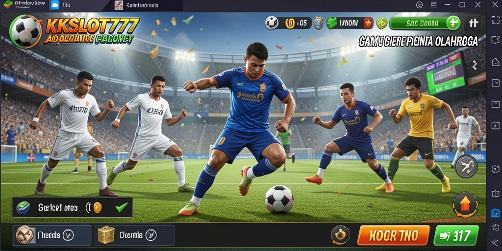 Tampilan gameplay KKSLOT777 dengan aksi olahraga yang mendebarkan.