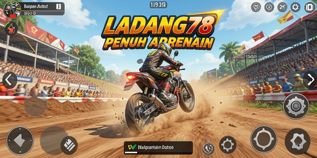 Tampilan gameplay <strong>LADANG78</strong> saat balapan motor yang penuh adrenalin.