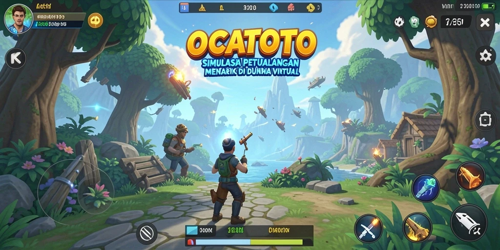Tampilan gameplay OCATOTO yang penuh warna dan interaksi seru.