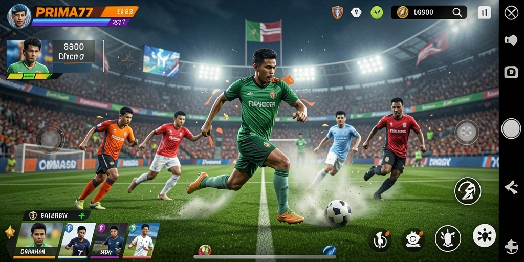 Tampilan menarik dari gameplay PRIMA77 dengan nuansa olahraga yang seru.