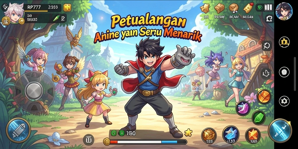 Tampilan permainan yang menarik dengan karakter anime ikonik.