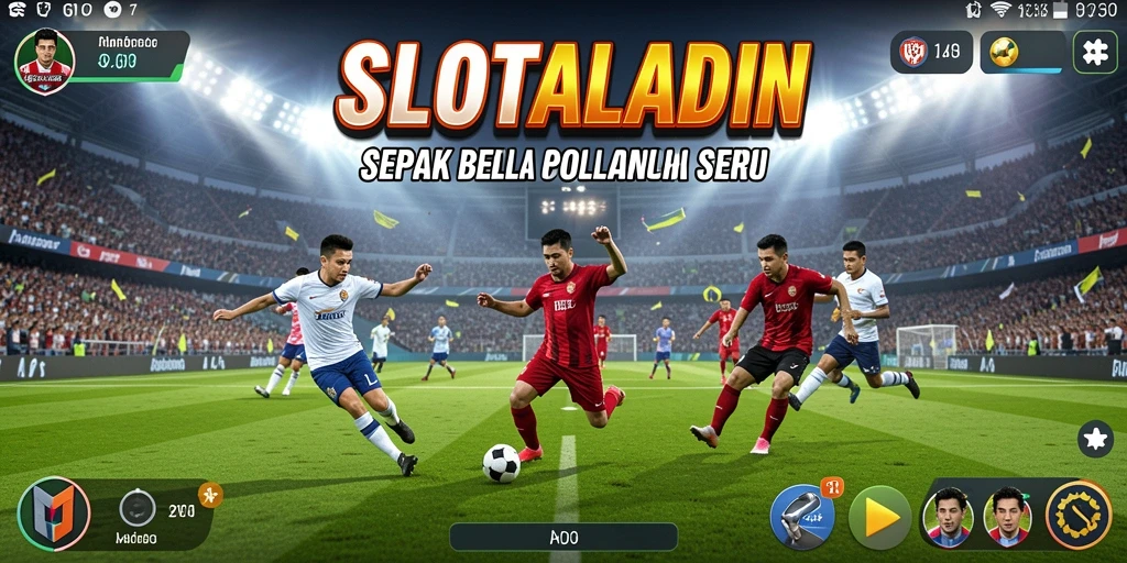 Tampilan gameplay menegangkan di SLOTALADIN dengan aksi sepak bola yang nyata.
