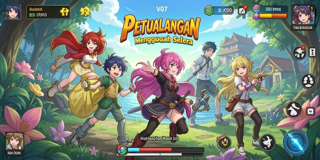 Tampilan gameplay V07 dengan aksi karakter Anime yang dinamis.